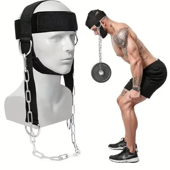 Harnais professionnel pour la tête et le cou avec chaîne en acier | Ceinture de renforcement du cou de qualité supérieure pour la boxe, le MMA et la lutte | Tête réglable
