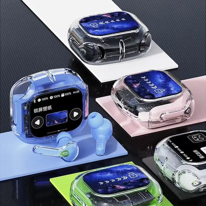 Écouteurs sans fil Bluetooth, réduction du bruit, binauraux, petits écouteurs intra-auriculaires, affichage LCD, basses stéréo, TWS, casque de sport