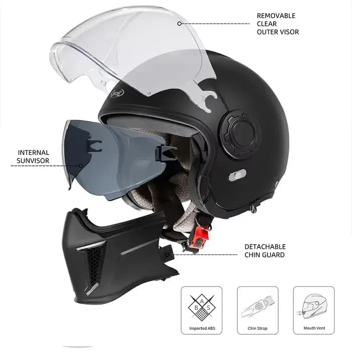 Casque de moto modulaire intégral ou ouvert pour homme
