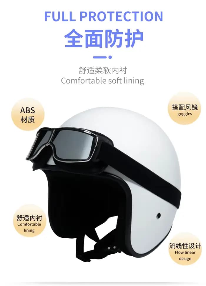 Casque de moto ouvert ORZ-050-3/4 unisexe toutes saisons certifié DOT