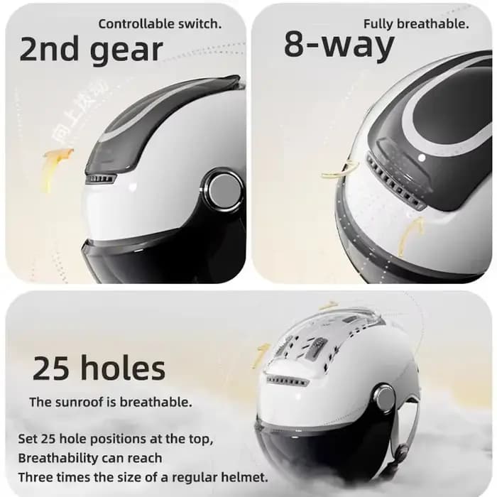 BIBEE 2.0 vélo électrique moto casque été respirant Jet Scooter demi-casques hommes femmes double lentilles 3/4 casques à visage ouvert