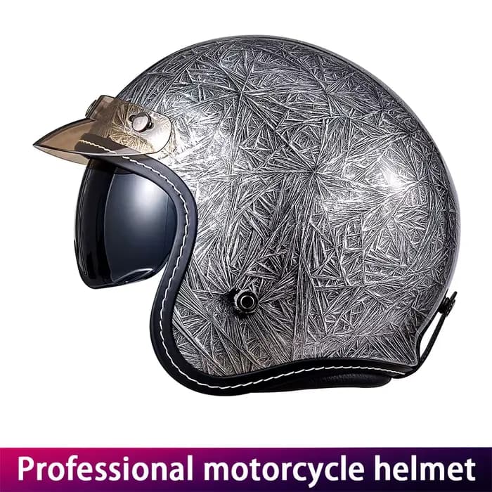 Casque de moto Vintage rouge trois-quarts mâle femelle double lentille Cruiser Biker couvre-chef Protection avec fonction miroir