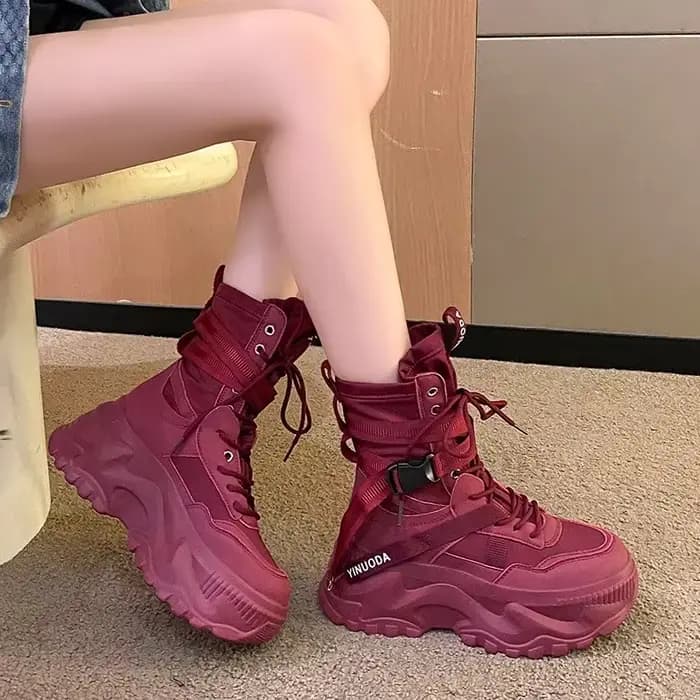Bottes de moto à plateforme épaisse pour femmes