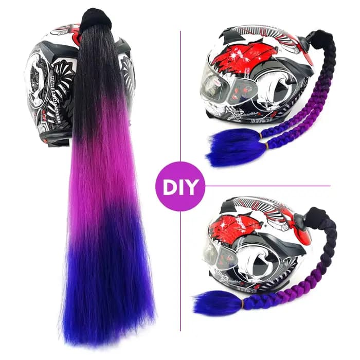 Grande tresse détachable à ventouse pour décoration de casque de moto