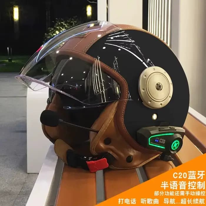 Casque de moto électrique intelligent Bluetooth à double miroir