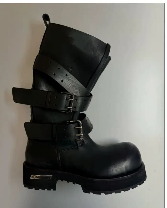 Bottes de moto modernes Vintage à gros bout rond pour hommes
