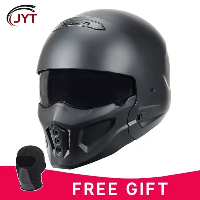 Casque de moto tactique DOT intégral noir mat Street Fighter avec masque amovible pour hommes