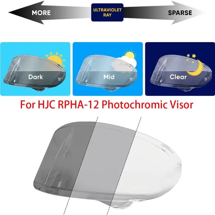 Visière de casque photochromique pour HJC RPHA 12 RPHA-12 HJ-42
