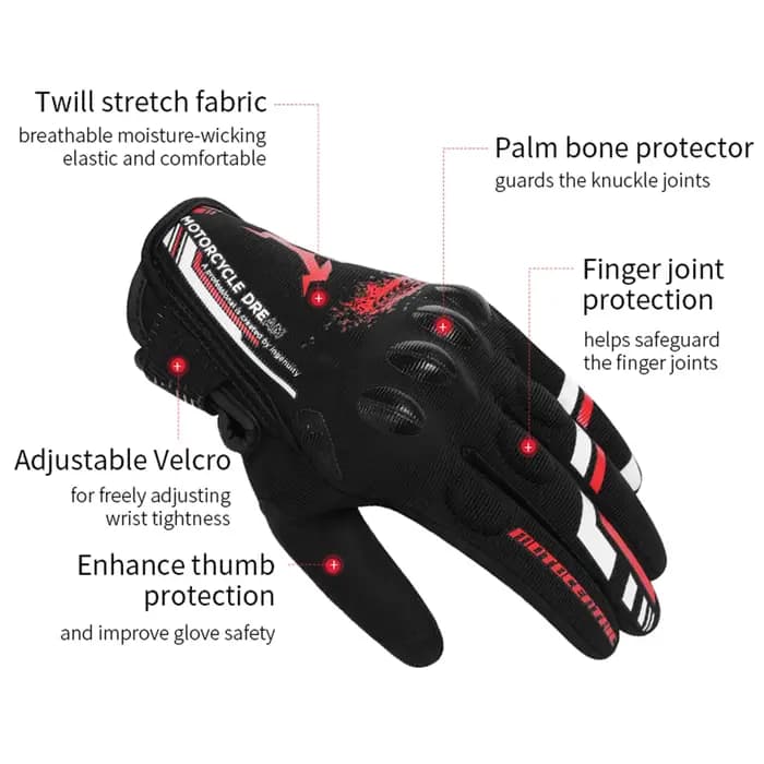 Gants de moto d’été, gants de conduite respirants