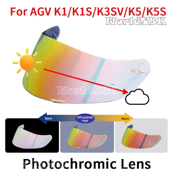 Lentille de visière photochromique pour AGV K1 K3SV K5 K1S K5S GT4