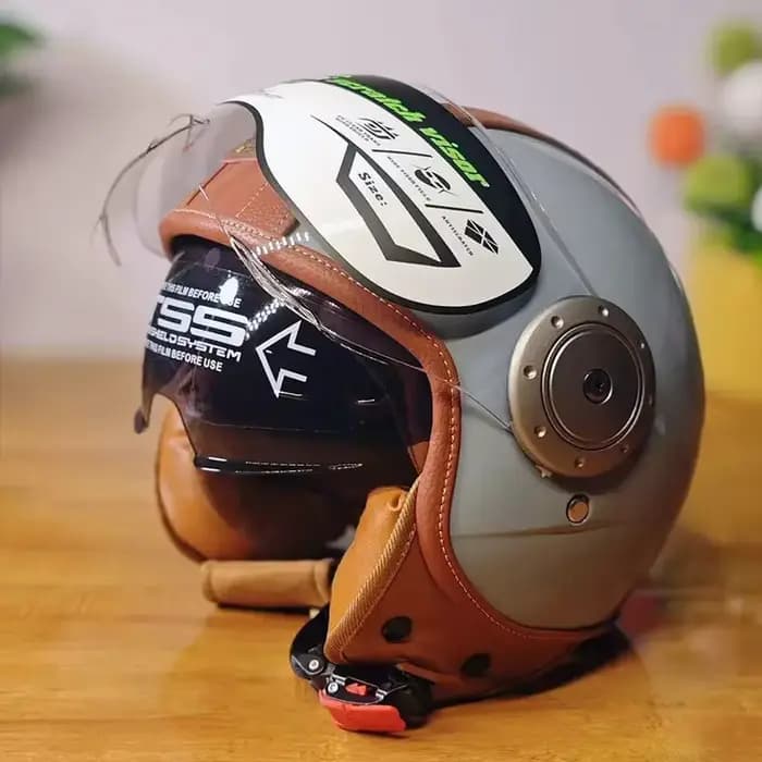 Casques de moto en cuir rétro certifiés ECE DOT