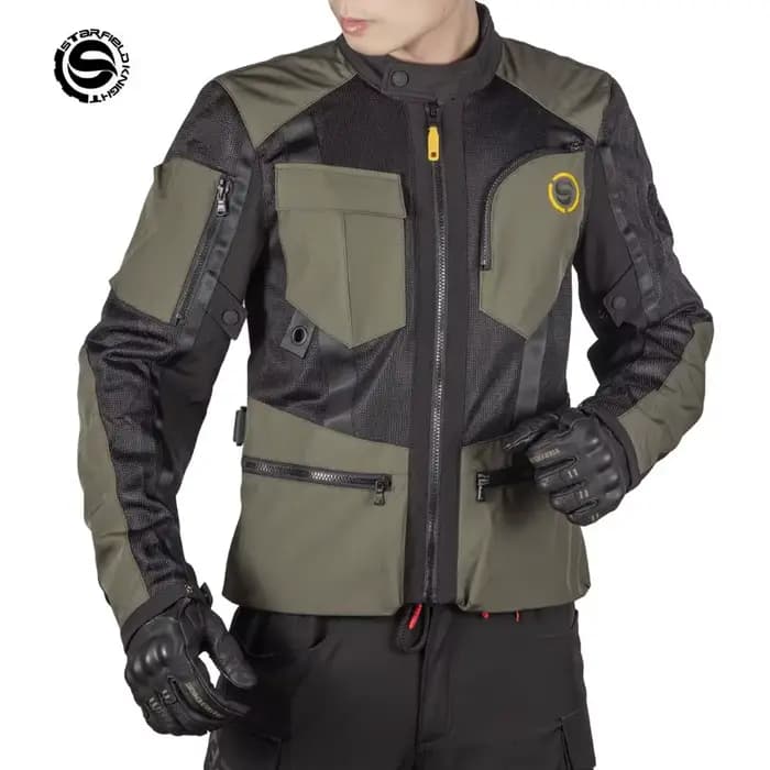 HOT Star Field Knight Vêtements de moto en maille pour homme, veste de moto noire respirante d'été avec accessoires de protection corporelle