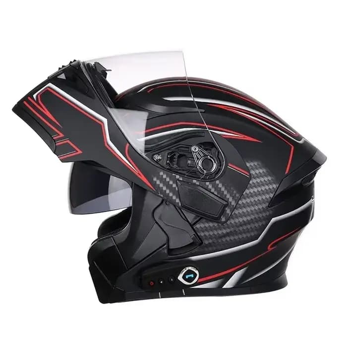 Nouveau casque Bluetooth visière rabattable double lentille Casco Moto Cool