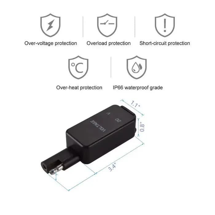 Adaptateur SAE vers USB avec voltmètre pour moto