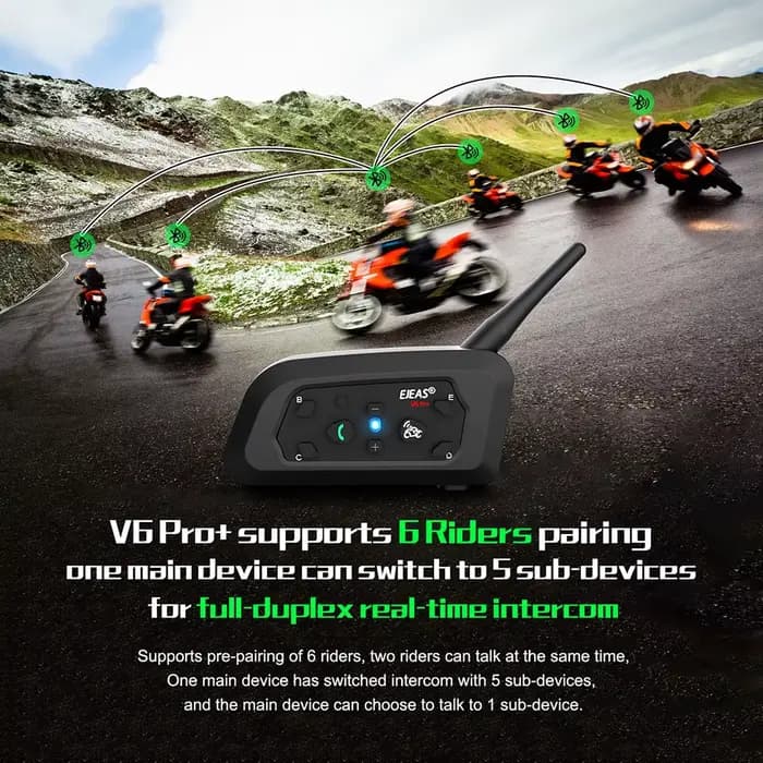 EJEAS V6 PRO + casque de moto Interphone Bluetooth