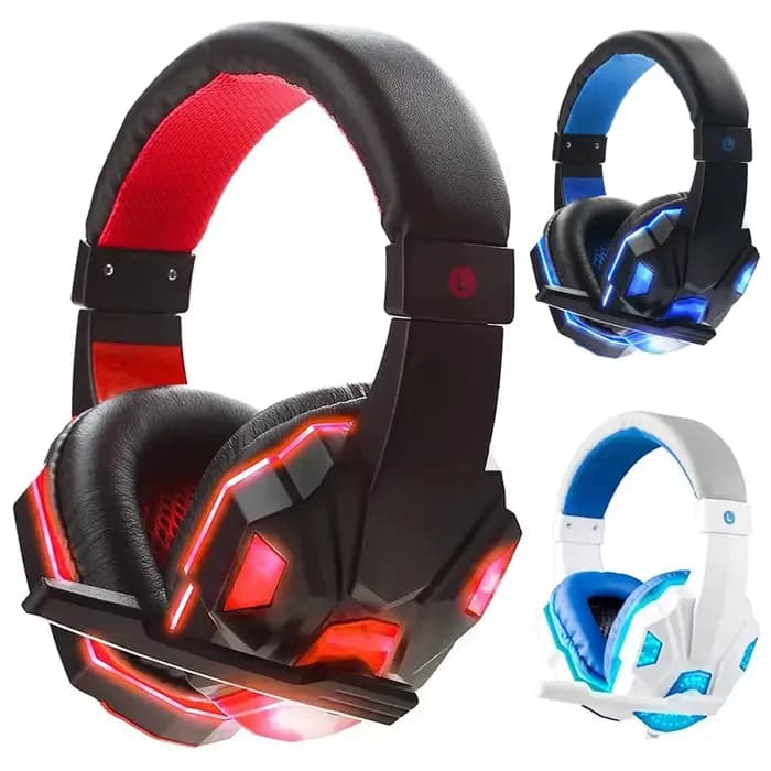 3.5mm casque filaire casque de jeu écouteurs musique pour ordinateur avec micro casque stéréo SVirtual Surround basse lumière LED Gamer