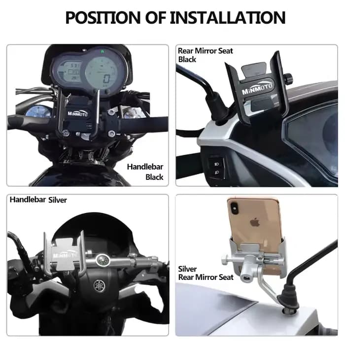 Support de téléphone portable en aluminium de haute qualité pour moto