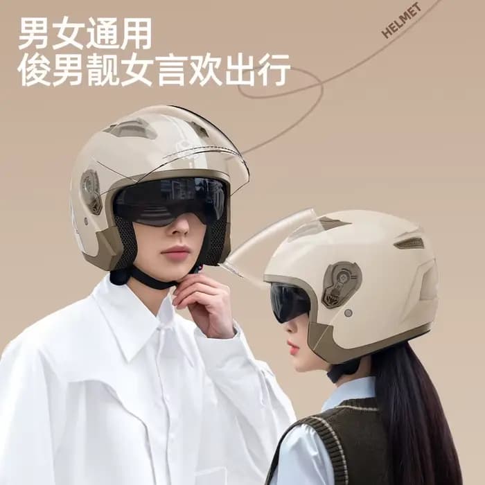 Casques de moto rétro double visière unisexe casque