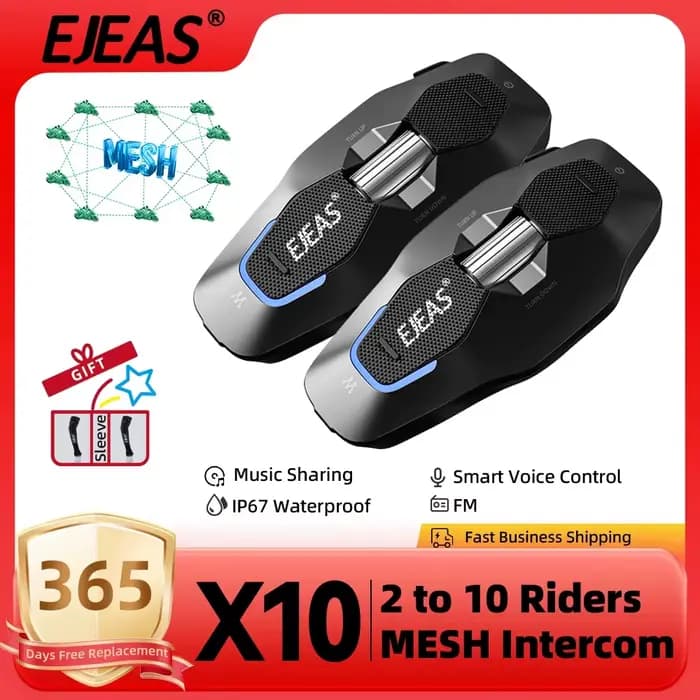 Casque de moto EJEAS X10 Phantom avec interphone Mesh4.0+Bluetooth+5G, étanche IP67, distance de communication entre 2 et 10 motards de 1500 m