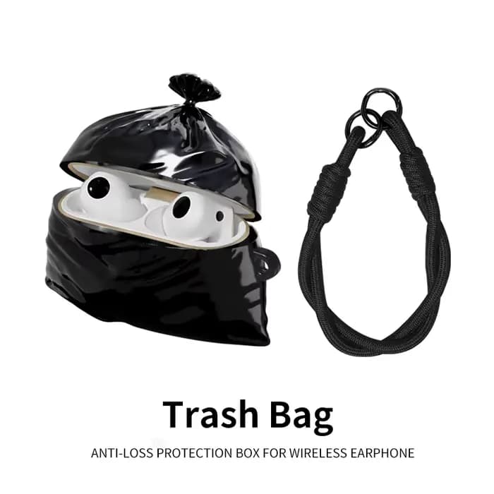 Étui AirPods 1 2 3 Pro 4 2024, 3D, mignon, drôle, sac poubelle, housse de protection pour casque Bluetooth sans fil Apple