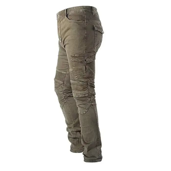 Jean de moto avec 4 protections articulées pour genoux et hanches