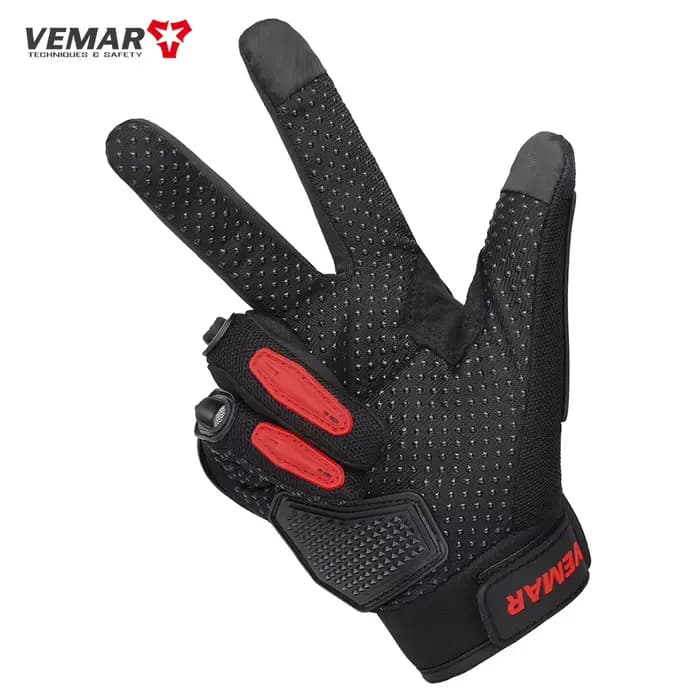 VEMAR été hommes noir doigt complet gants de moto femmes dame rouge