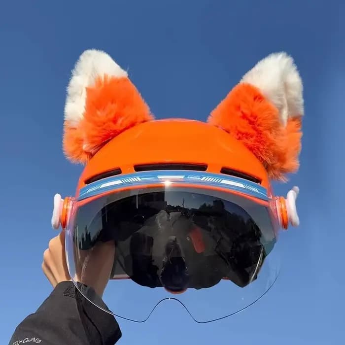 Casque de Moto Orange oreille décorations animaux oreilles de chat accessoires pour Ski Scooter électrique casques