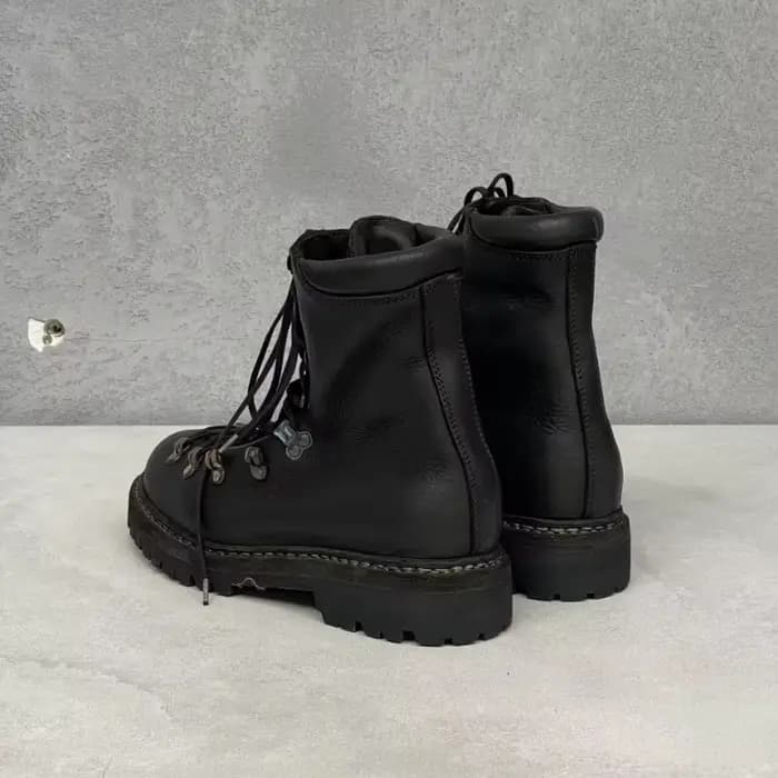 Bottes de moto en cuir véritable pour hommes, chaussures d'alpinisme à lacets en métal, bottes de randonnée occidentales mi-mollet pour l'extérieur