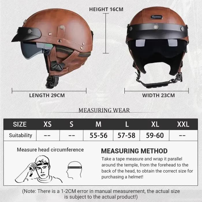Casque de moto rétro PU quatre casques de mode équitation demi-casque de Scooter