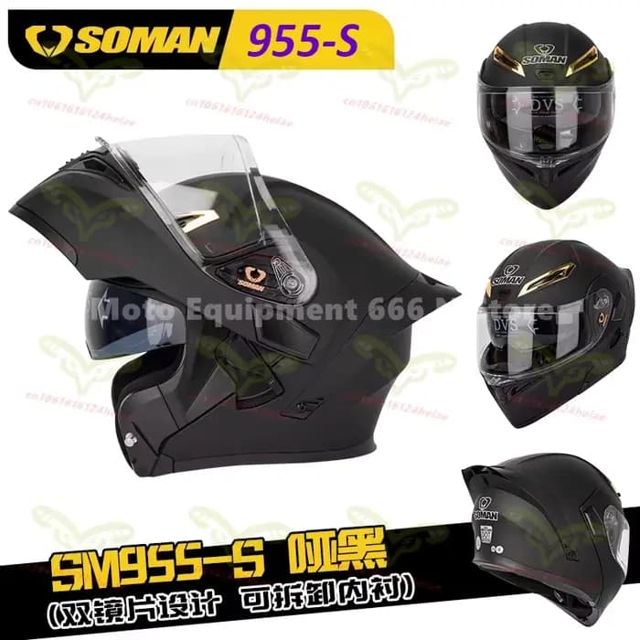 Casque de moto SOMAN Flip Up intégral à double visière homologué DOT avec Bluetooth casco