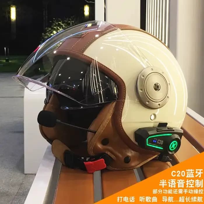 Casque de moto électrique intelligent Bluetooth à double miroir