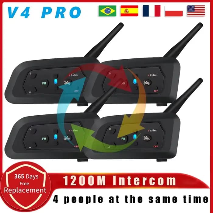 V4 PRO casque de moto Bluetooth Interphone