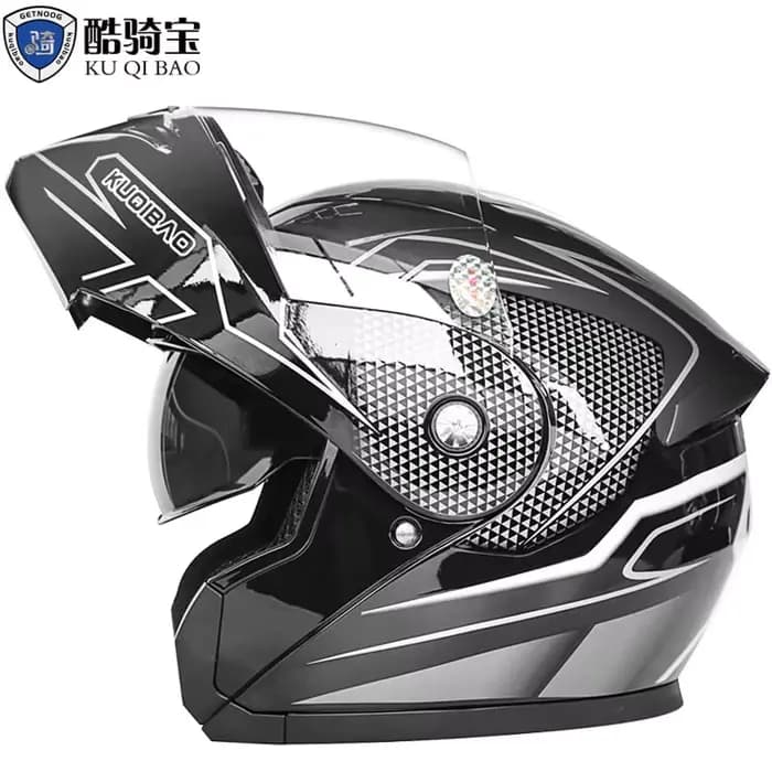 Kuqibao-Casque de moto électrique à double lentille