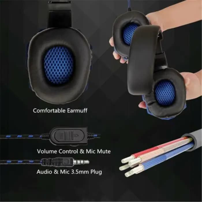 3.5mm casque filaire casque de jeu écouteurs musique pour ordinateur avec micro casque stéréo SVirtual Surround basse lumière LED Gamer