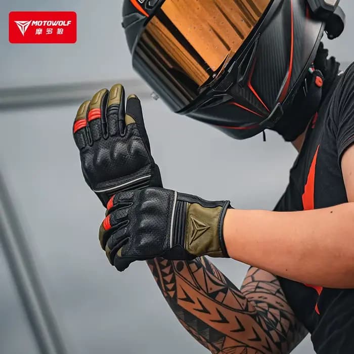 Gants de moto en cuir pour hommes