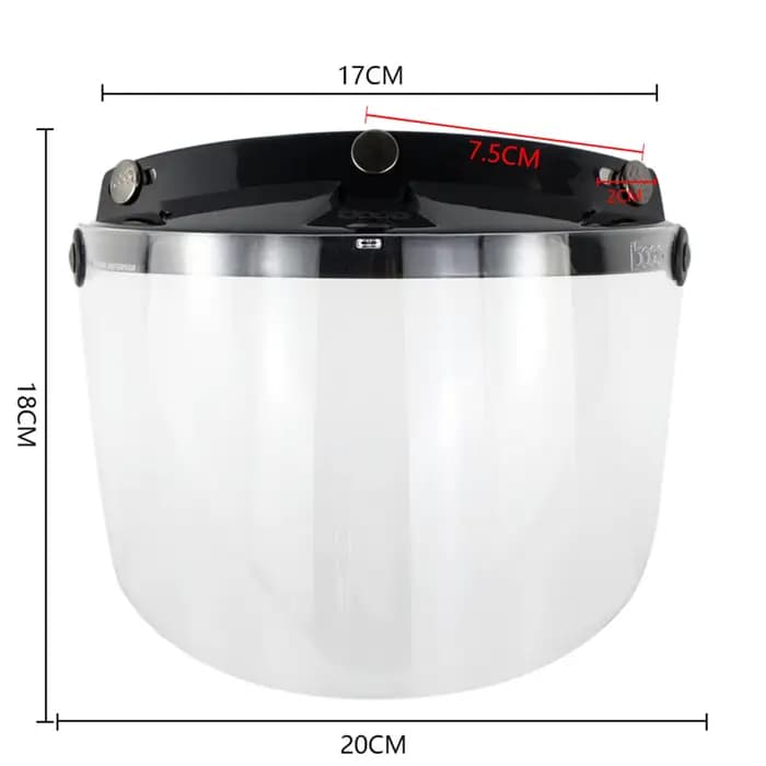 Visière de moto à 3 boutons-pression
