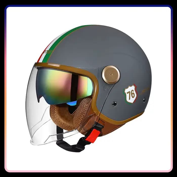 DOT ECE casques ouverts Jet Moto casque Daul lentille rétro semi-ouvert