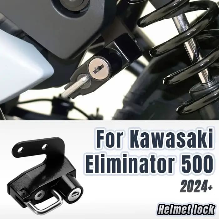 Serrure de casque noire pour moto Kawasaki Eliminator