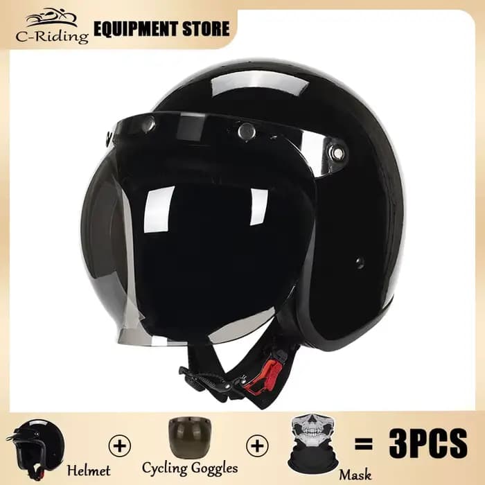 Casque Open Face 3/4 Jet avec visière à bulles
