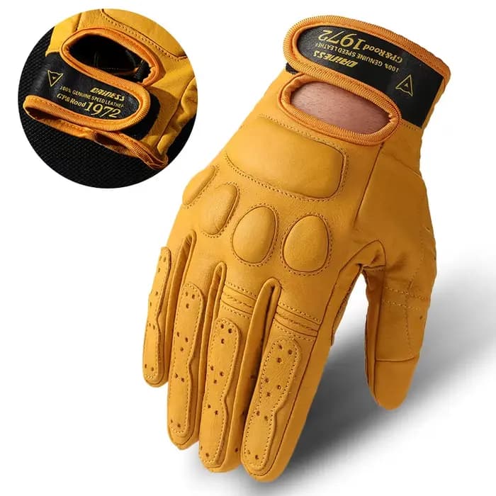 Gants de moto rétro en cuir respirant
