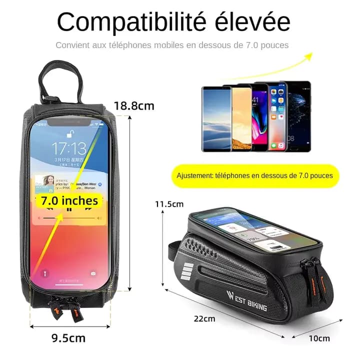 WEST BIKING – sac étanche pour téléphone portable 7.0 pouces