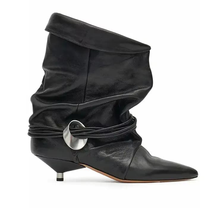 Bottes courtes à talon fin pour femmes, tube large pointu, talon bas déformé, grandes bottes de rinçage, mode automne et hiver, 34-44, nouveau