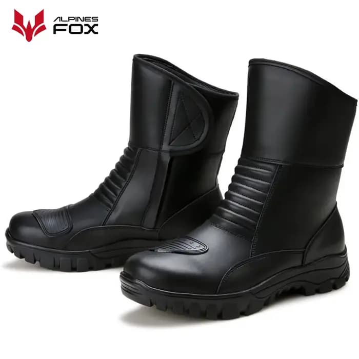 Bottes de moto en cuir imperméables pour hommes