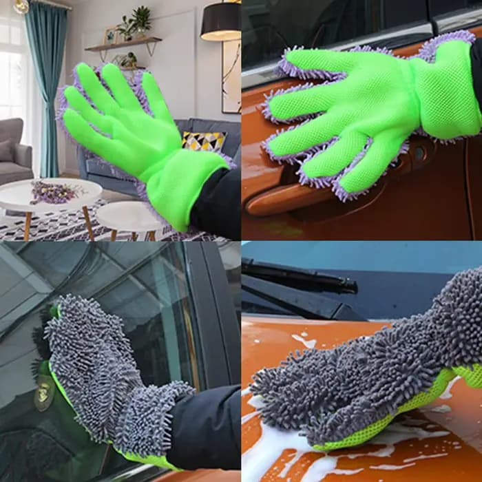 Gants de nettoyage de voiture à 5 doigts, humides ou secs, sans rayures, en tissu peluche doux, pour le lavage de voitures et de motos
