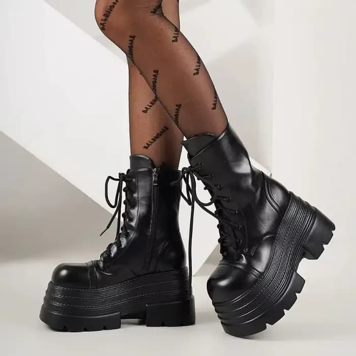Bottes de moto à talons épais pour femmes
