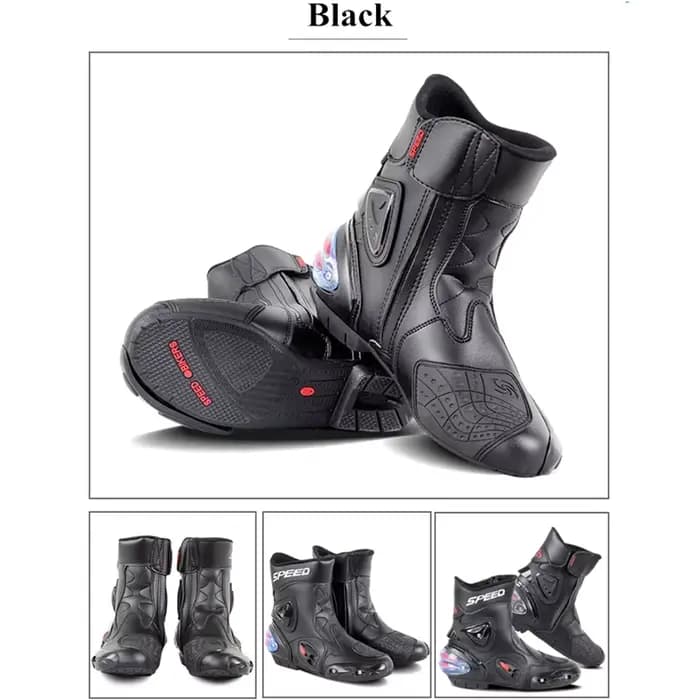 Bottes de Moto en cuir microfibre pour hommes et femmes