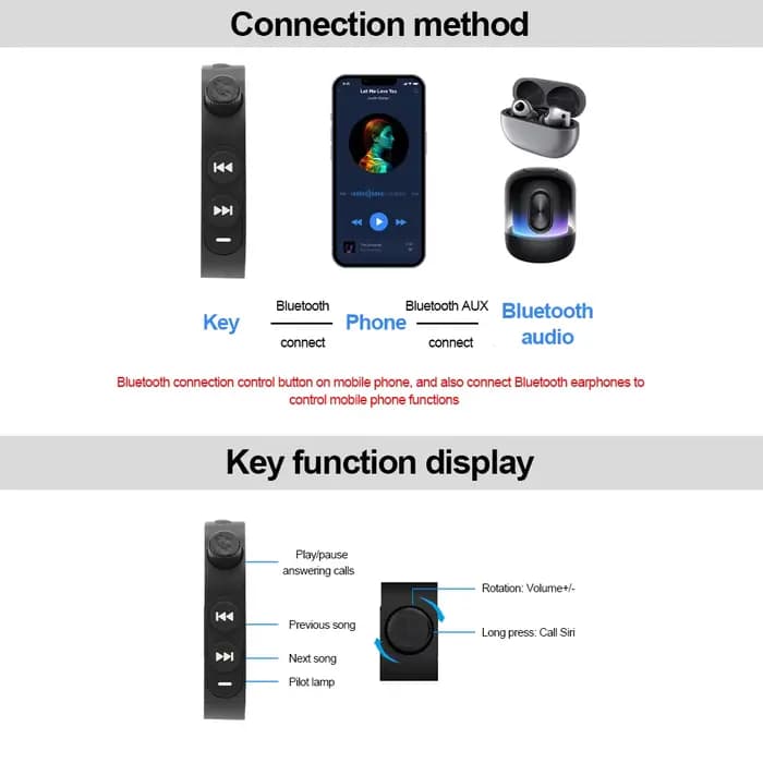 V5.3 télécommande de guidon sans fil casque de moto