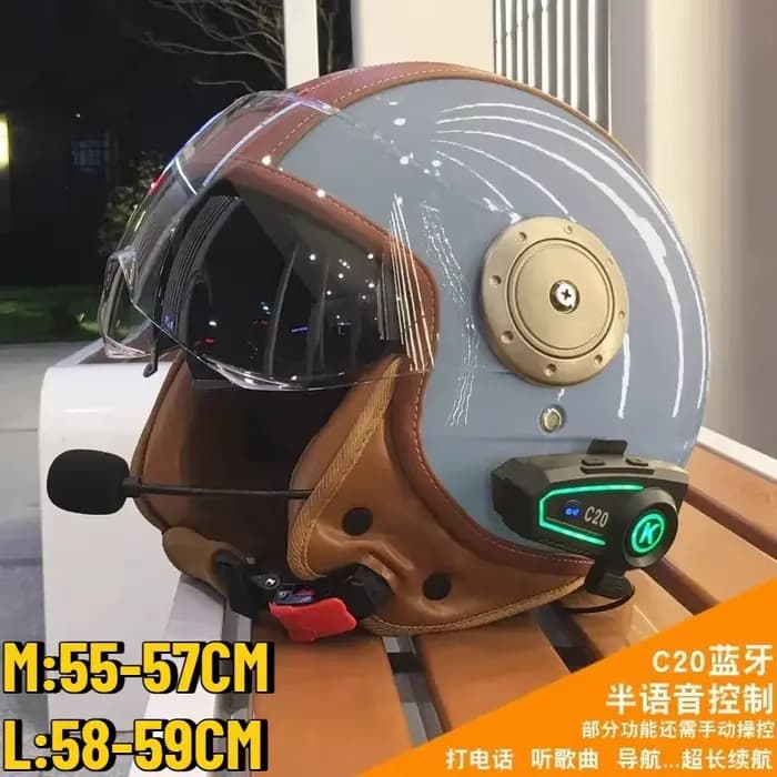 Casque de moto électrique intelligent Bluetooth à double miroir