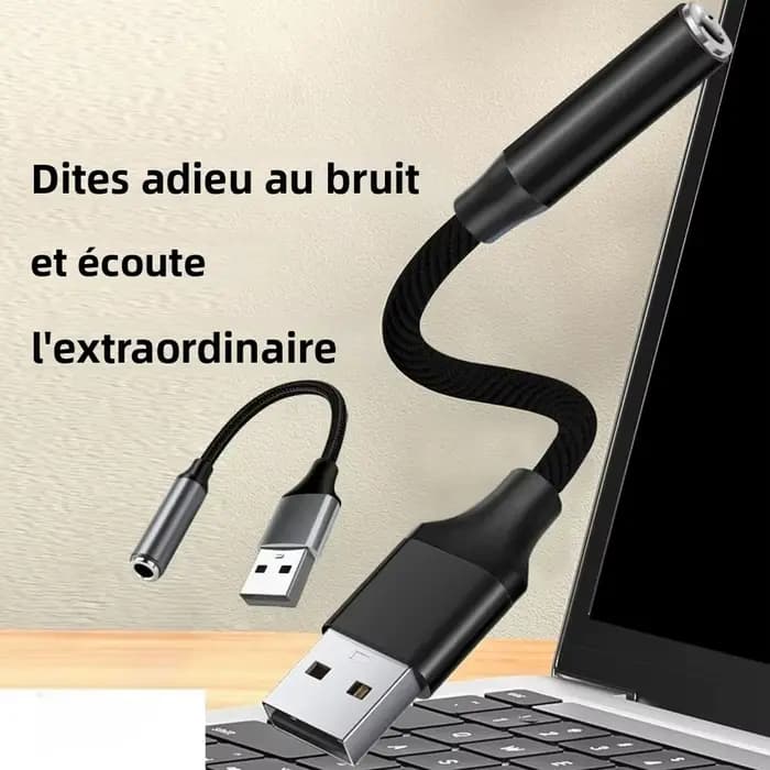 Adaptateur audio USB vers prise jack 3,5 mm, casque/microphone USB vers 3,5 mm, son stéréo externe pour ordinateurs portables