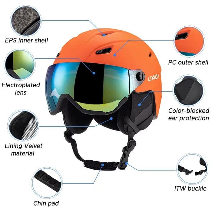 Casque de ski intégré pour homme et femme